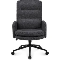 OEM Silla de oficina con respaldo alto, tapizada en imitación de piel, con ajuste de altura, en color gris oscuro