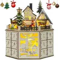 OEM Calendario de Adviento con 24 cajones, de madera, rectangular y reutilizable