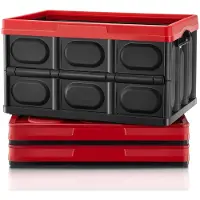 OEM Cajas de almacenamiento plegables con tapa, juego de 3 unidades, 48 litros, color negro