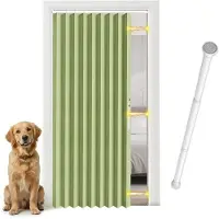 OEM Cortina para puerta con barra, opaca, con imanes, color verde, 198x182 cm