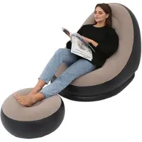 OEM Sillón inflable con reposapiés, plegable, de PVC, color marrón