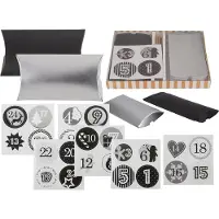 Merkloos Kit de Calendario de Adviento - 24 cajas pequeñas - Para hacer tú mismo - Calcomanías con números - Cordón de yute - Para rellenar de forma creativa - Calendario para crear tú mismo