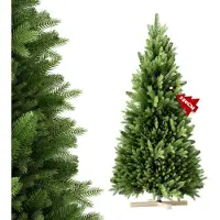 LILIIN Árbol de Navidad artificial , 150 cm, mezcla de PE y PVC, ramas moldeadas de forma realista, montaje rápido, ignífugo, con base de madera, con iluminación