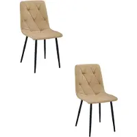 Kendra Home Set de 2 sillas Libra en tela marrón y patas negras