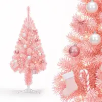 QEENTOE Árbol de Navidad artificial , 120 cm, árbol de Navidad de PVC rosa, abeto artificial con soporte de metal, decoración navideña para interiores