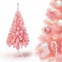 QEENTOE Árbol de Navidad artificial , 150 cm, árbol de Navidad de PVC rosa, abeto artificial con soporte de metal, decoración navideña para interiores