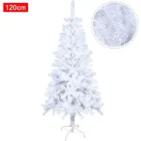 QEENTOE Árbol de Navidad artificial , 120 cm, árbol de Navidad de PVC blanco, abeto artificial con soporte de metal, decoración navideña para interiores