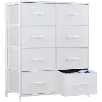 OEM Cómoda con 8 cajones de tela, color blanco, dimensiones 80x30x92,5 cm