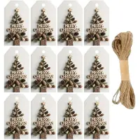 OEM Etiquetas para adornos navideños, de papel kraft, 48 unidades, con cordón