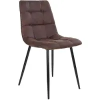 Kendra Home Set de 2 sillas de comedor Middelfart de microfibra marrón oscuro con patas negras