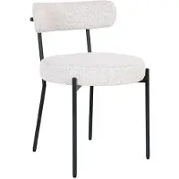 Kendra Home Set de 2 sillas de comedor Badalona en bouclé blanco con patas negras 49x57x72,5 cm