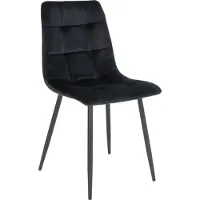 Kendra Home Set de 2 sillas de comedor Middelfart de terciopelo negro con patas negras