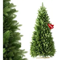 QEENTOE Árbol de Navidad artificial , 180 cm, mezcla de PE y PVC, ramas moldeadas de forma realista, montaje rápido, ignífugo, con base de madera, sin luces