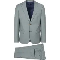 Suitable Traje Sharkskin de lana en verde Verde talla