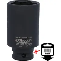 Ks Tools 515.1132-E, Punta de impacto, color negro, 1 unidad, 1/2", métrica, 32 mm