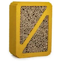 CJ Wildbird CJ Wildlife: Hotel para insectos – Hotel para abejas hecho de WoodStone y caña – Madera ( 100%) – Amarillo – para abejas silvestres, avispas parasitoides y moscas sírfidas