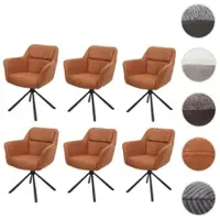 Mendler Juego de 6 sillas de comedor HWC-K33, sillas para cocina, giratorias, con ajuste automático, tapizadas en tela MVG con apariencia de ante, color marrón