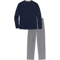 Bonprix Pijama largo azul oscuro / gris moteado