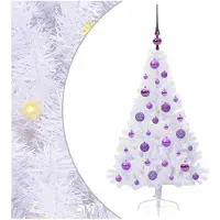 vidaXL Árbol de Navidad artificial, blanco, 120 cm, de PVC y acero