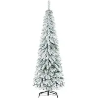 BellaFurn Árbol de Navidad artificial con efecto de nieve. Árbol de Navidad estrecho. Color: verde. Dimensiones: 74x74x180 cm
