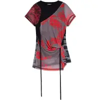 Desigual Camiseta gris / rojo / negro / blanco