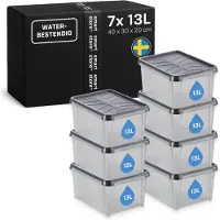 Merkloos Caja de almacenaje impermeable - 13 litros - Con tapa - 40 x 30 x 20 cm