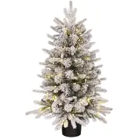 Merkloos Árbol de Navidad artificial con nieve y maceta, 90 cm de altura