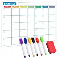 Merkloos Calendario magnético para nevera con 6 bolígrafos y una goma de borrar