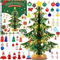 Merkloos Calendario de Adviento de madera con forma de árbol de Navidad para decoración