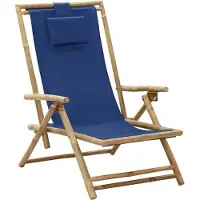 Merkloos Silla reclinable de bambú ajustable, color azul marino