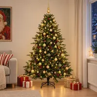 Syfax Árbol de Navidad artificial con bolas 210 cm 300 LED