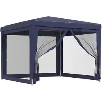 Syfax Carpa para fiestas con 4 paredes de malla HDPE azul 3x3 m