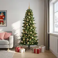 Syfax Árbol de Navidad artificial con bolas 210 cm 300 LED