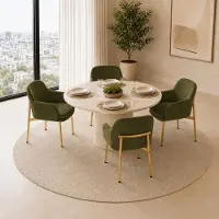 OKWISH Conjunto de 4 sillas tapizadas con respaldo, con ajuste de altura, cómodas sillas para comedor con reposabrazos, ideales para cocina o comedor, color verde