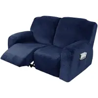 Merkloos Funda elástica de terciopelo para sillón de relax, lavable, color azul marino