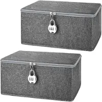 LTPRTZ Cajas de almacenamiento con cierre - Contenedores con tapa - Para guardar objetos de forma segura - Con candado numérico - 30 x 20 x 14 cm - Gris