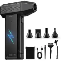LTPRTZ Soplador eléctrico de hojas - Mini soplador de aire - Para limpieza de componentes electrónicos - 3 velocidades ajustables - 6000 mAh - Color negro