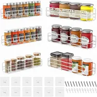 LTPRTZ Conjunto de estanterías para especias - Estanterías de pared para la cocina - Organización de la cocina - Sin necesidad de taladrar - 6 unidades - Blanco