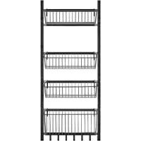 LTPRTZ Estante para especias de pared - Organizador - Para ordenar la cocina - Sin necesidad de taladrar - 92 cm de alto - Negro