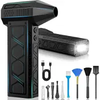 LTPRTZ Soplador eléctrico de hojas - Mini soplador de aire - Para eliminar polvo - Con linterna - 180000 RPM - Color negro