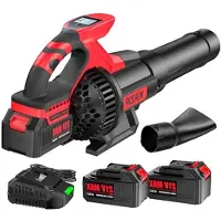 LTPRTZ Soplador de hojas inalámbrico - Soplador de hojas eléctrico - Mantenimiento de jardines - Pantalla inteligente LCD - 2 baterías de 4.0Ah - Color negro