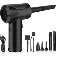 LTPRTZ Soplador eléctrico de hojas - Soplador de aire y aspiradora - Limpieza de superficies - 3 velocidades - LED - Batería de 6000 mAh - Color negro