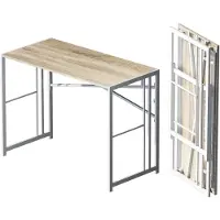 Merkloos Mesa plegable - Sin montaje - 103 cm - Metal - Beige - Para oficina en casa y gaming