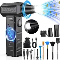 LTPRTZ Soplador eléctrico de hojas - Soplador de aire - Aspiradora - Limpieza de ordenadores - 150.000 RPM de potencia - Batería de 6000 mAh - Color negro