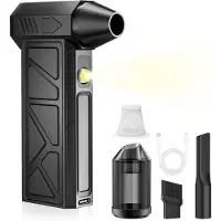 LTPRTZ Soplador eléctrico de hojas - Eliminador de polvo inalámbrico - Limpieza de ordenadores - Velocidades ajustables - 4000 mAh - Negro