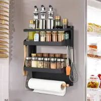 LTPRTZ Estante magnético para especias - Organizador de cocina - Para mantener la cocina ordenada - Sin necesidad de taladrar - 36x30x8.5 cm - Negro