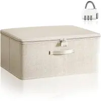 LTPRTZ Caja de almacenamiento con cerradura - Caja con combinación numérica - Almacenamiento seguro - Estable y resistente al agua - 30x20x14 cm - Blanco