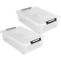 LTPRTZ Juego de cajas de almacenamiento - Contenedores con tapa - Ahorro de espacio - Diseño resistente a la humedad - 2 unidades de 32 litros - Transparente