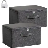 LTPRTZ Cajas de almacenamiento con cerradura - Juego de cajas de almacenamiento - Almacenamiento seguro - Diseño transparente - Dimensiones: 38x25x16 cm - Transparente