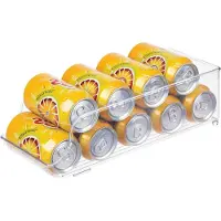 LTPRTZ Caja de almacenamiento con tapa - Contenedor de plástico - Para guardar latas de bebidas - Diseño apilable - Capacidad para 9 latas - Transparente